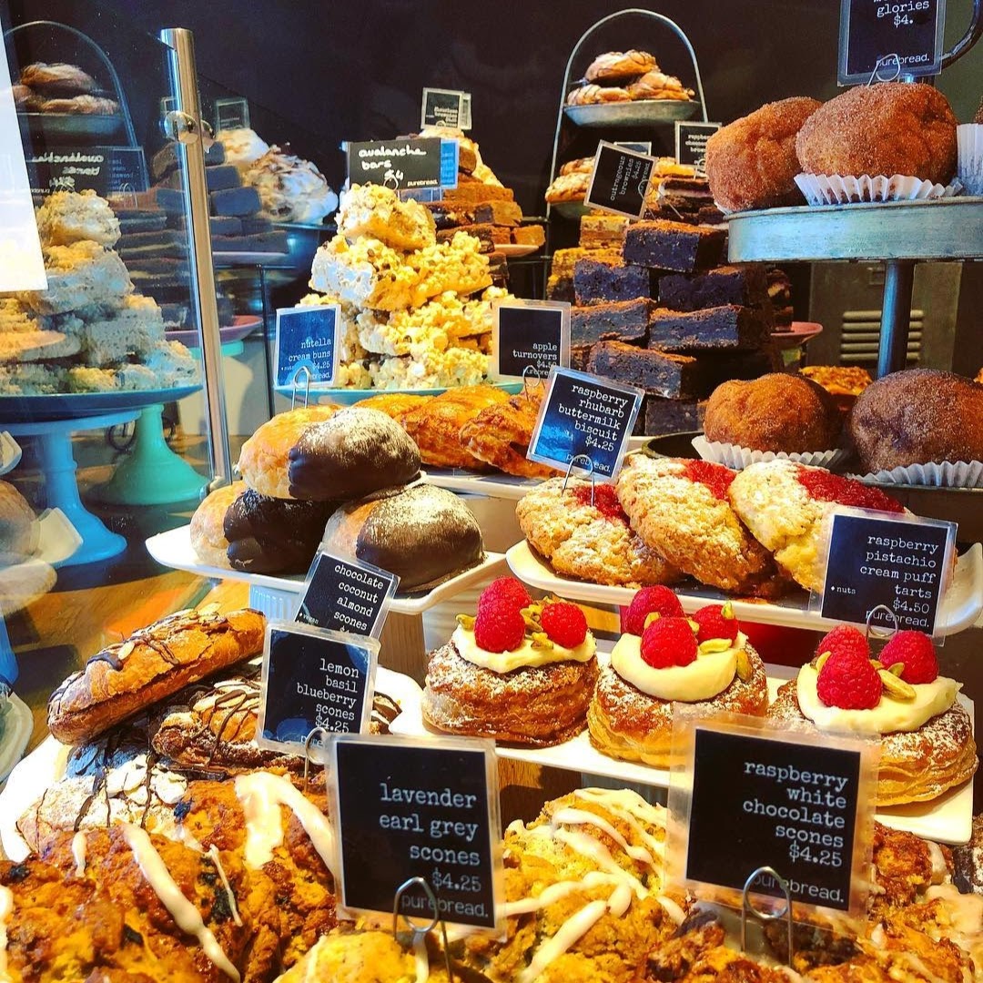 purebread pastries on shelf